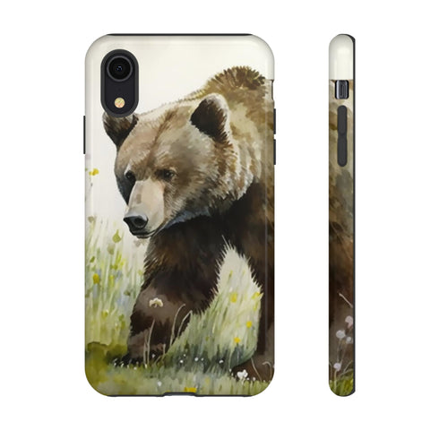 Grizzly Bear in a Field - Impact Resistant Phone Case iPhone XR Glossy